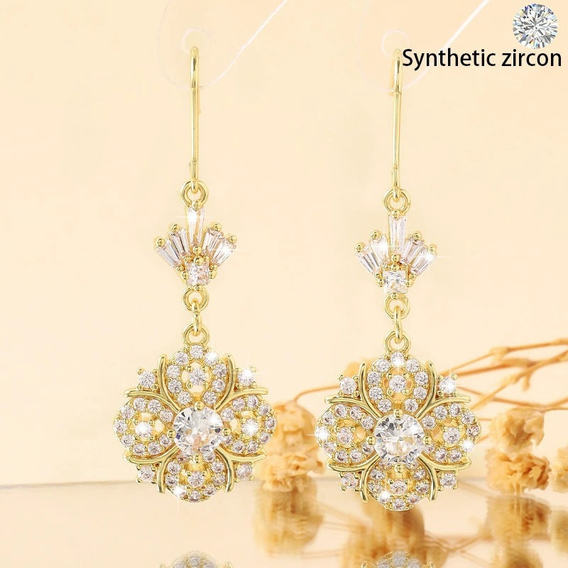 Irregular Stud Earrings For Women Featuring Electroplated Finish And Copper Posts Inlaid With Zircon