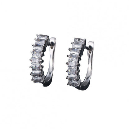 Sweet Style Circle Earrings For Women With Bezel Setting, Electroplated Copper And Zircon Inlay