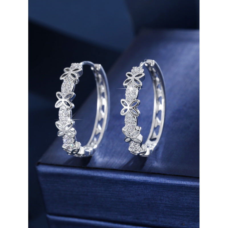 Butterfly Earrings For Women In Real Gold Plated Copper With Zircon Inlay, Elegant Jewelry Accessory