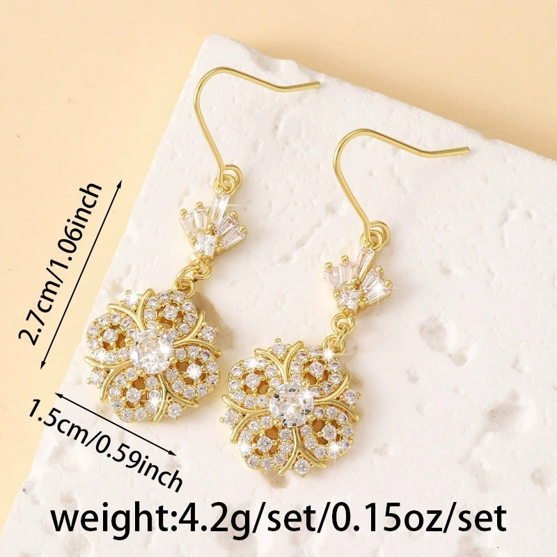 Irregular Stud Earrings For Women Featuring Electroplated Finish And Copper Posts Inlaid With Zircon