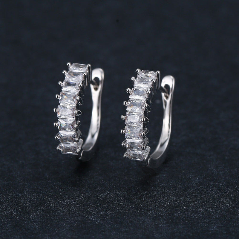 Sweet Style Circle Earrings For Women With Bezel Setting, Electroplated Copper And Zircon Inlay