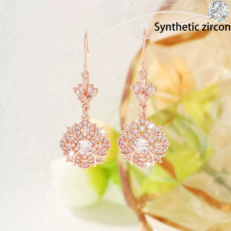Irregular Stud Earrings For Women Featuring Electroplated Finish And Copper Posts Inlaid With Zircon