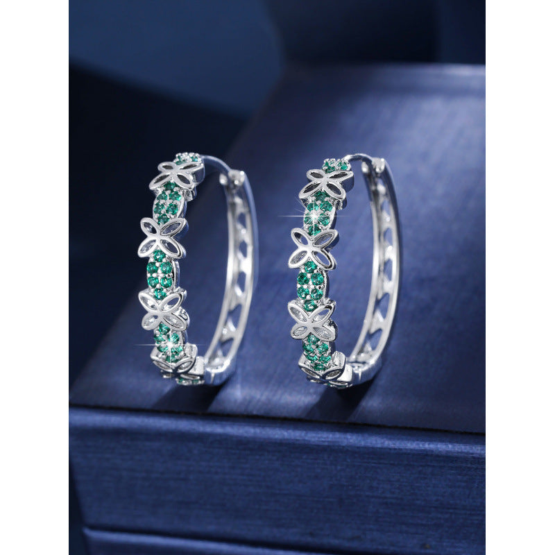 Butterfly Earrings For Women In Real Gold Plated Copper With Zircon Inlay, Elegant Jewelry Accessory