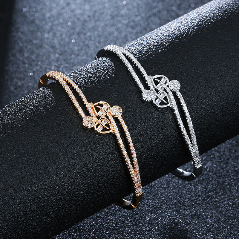 Heart Shape Bangle For Women In , Electroplated Copper With Gold Plating