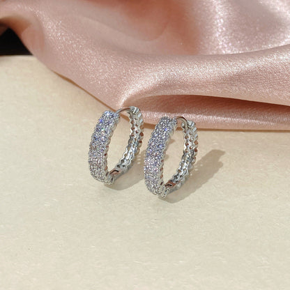 Women’s Gold Copper Hoop Earrings With Zircon Inlay Featuring Elegant Circle Design