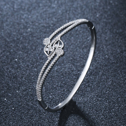 Heart Shape Bangle For Women In , Electroplated Copper With Gold Plating