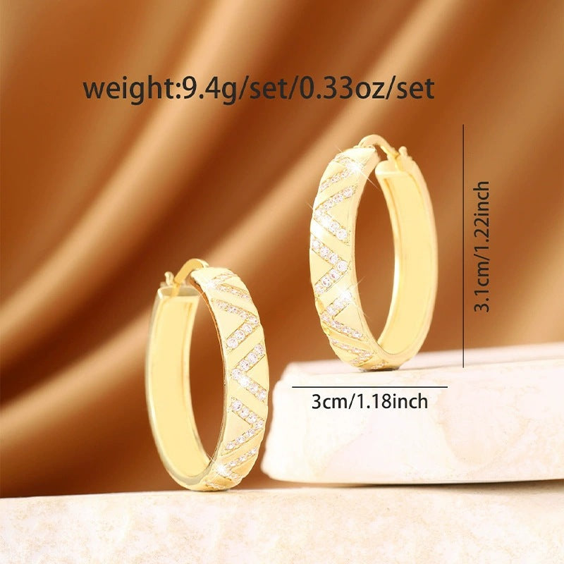 Simple Style Letter Earrings For Women With Copper Ear Pins And Zirconia Inlay