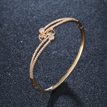 Heart Shape Bangle For Women In , Electroplated Copper With Gold Plating