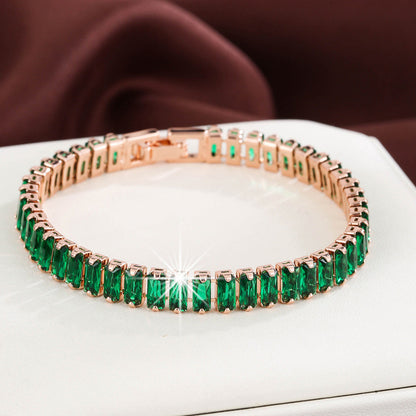 Retro Square Metal Bangle With Zircon Inlay, Featuring Electroplated Gold Finish
