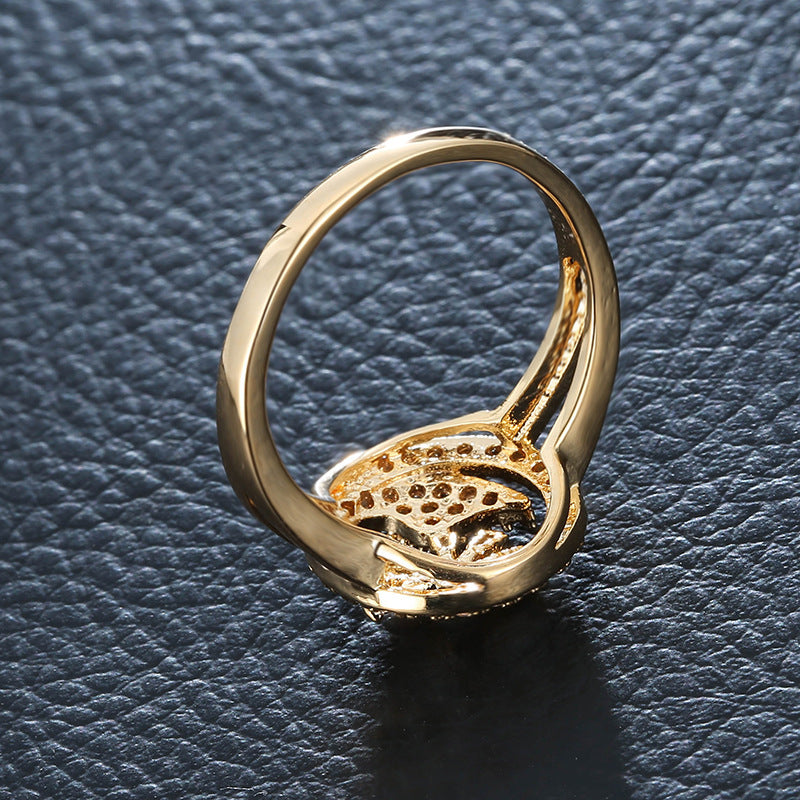 Sweet Geometric Unisex Rings In Electroplated Copper With Zircon Inlay