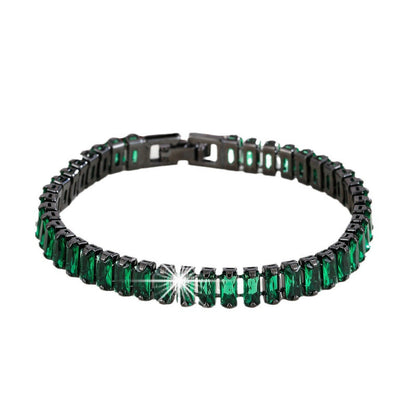 Retro Square Metal Bangle With Zircon Inlay, Featuring Electroplated Gold Finish