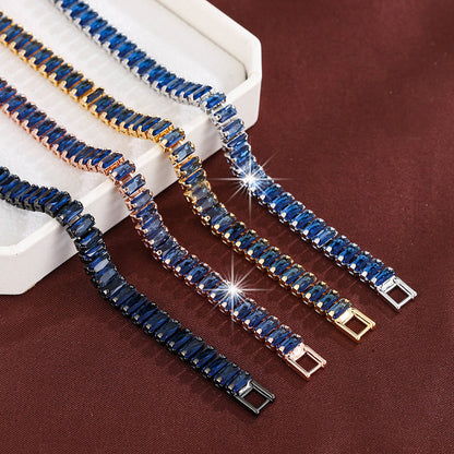 Retro Square Metal Bangle With Zircon Inlay, Featuring Electroplated Gold Finish