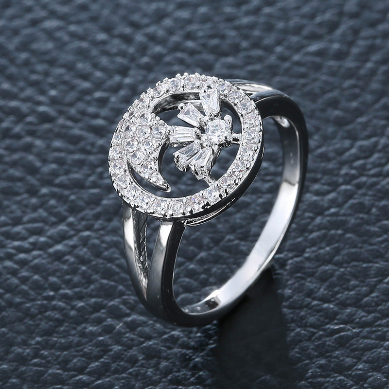Sweet Geometric Unisex Rings In Electroplated Copper With Zircon Inlay