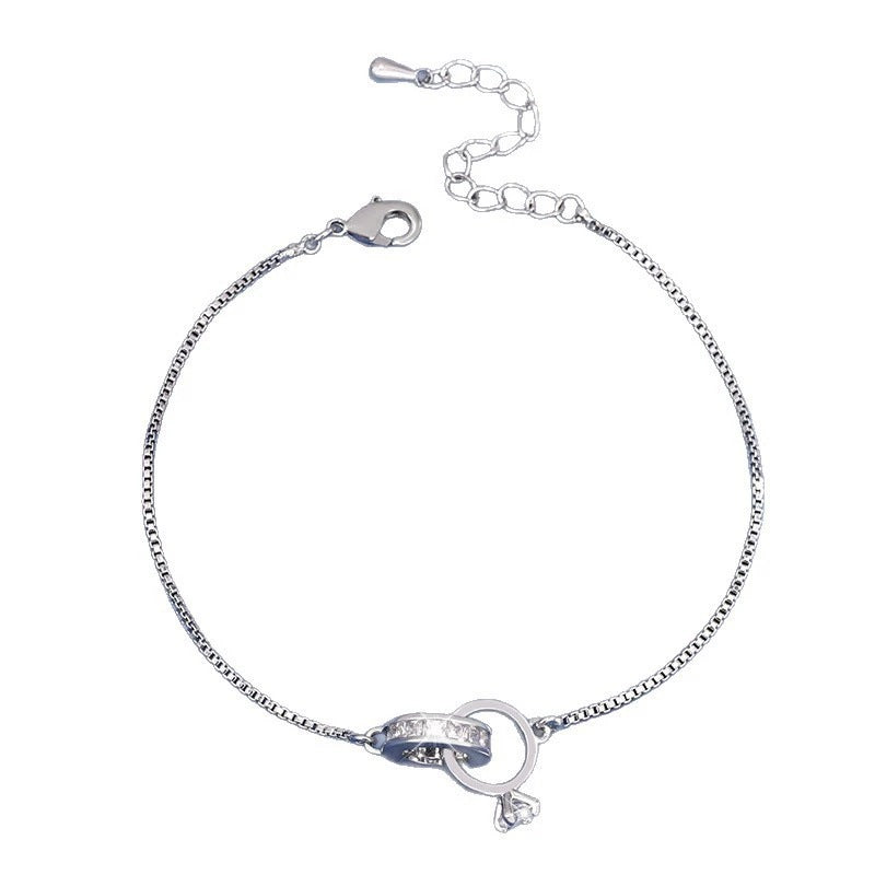 Irregular Copper Bracelet For Women With Electroplated Gold Plating And Zircon Inlay