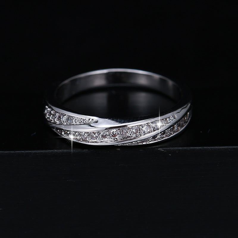 Geometric Copper Ring For Women In With White Electroplated Gold Plating