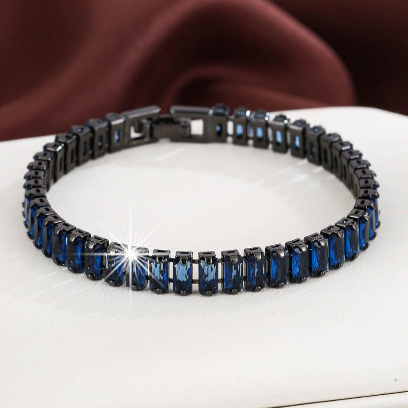 Retro Square Metal Bangle With Zircon Inlay, Featuring Electroplated Gold Finish