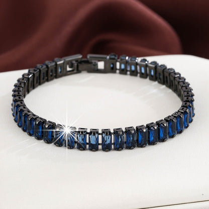 Retro Square Metal Bangle With Zircon Inlay, Featuring Electroplated Gold Finish