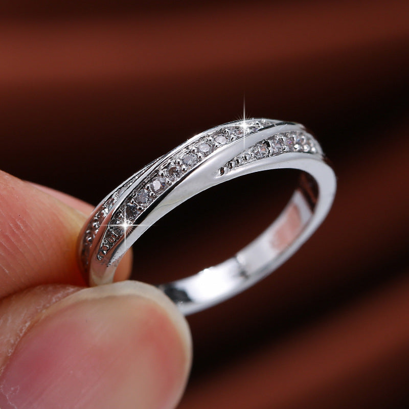 Geometric Copper Ring For Women In With White Electroplated Gold Plating