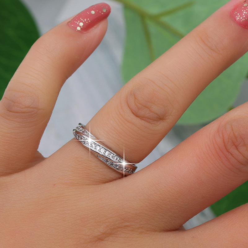 Geometric Copper Ring For Women In With White Electroplated Gold Plating