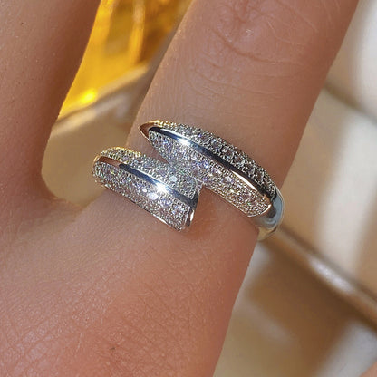 Geometric Copper Ring For Women With Zircon Inlay In Gold, Perfect For Daily Wear