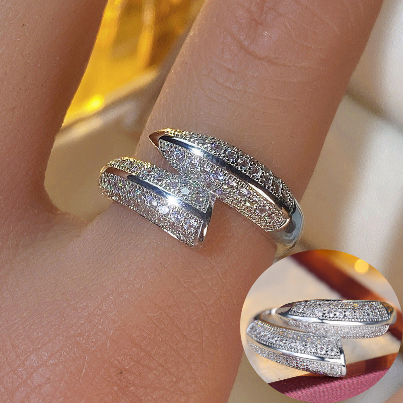 Geometric Copper Ring For Women With Zircon Inlay In Gold, Perfect For Daily Wear