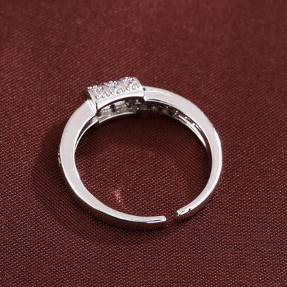 Sweet Style Open Ring For Women, Electroplated Copper With Gold Finish