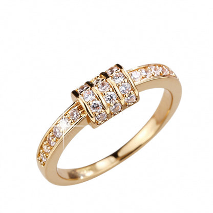 Sweet Style Open Ring For Women, Electroplated Copper With Gold Finish