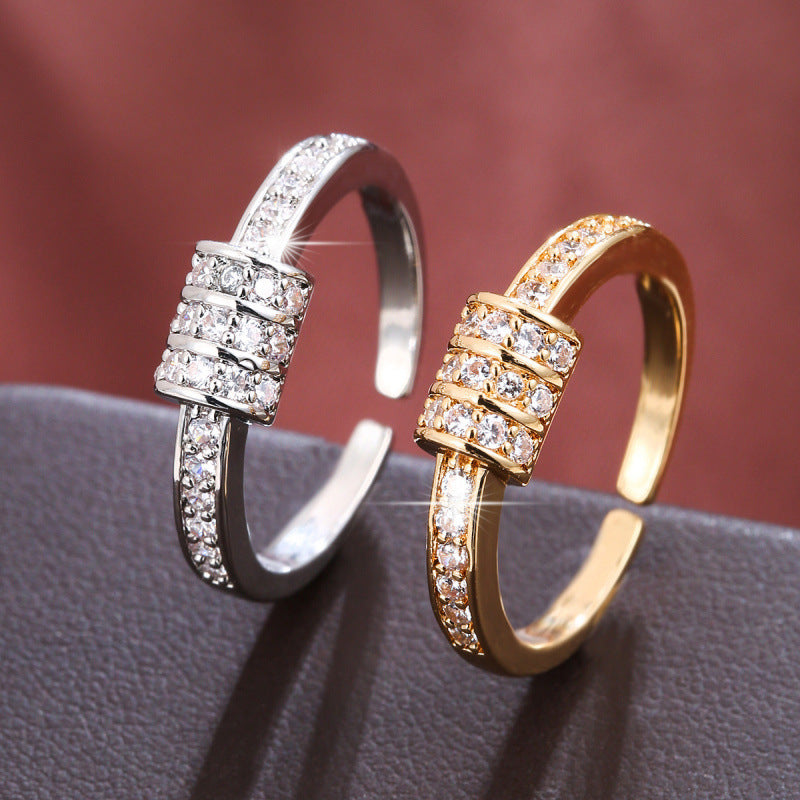 Sweet Style Open Ring For Women, Electroplated Copper With Gold Finish