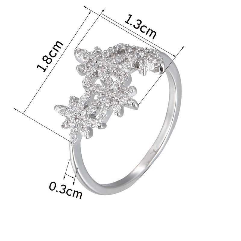 Novelty Starburst Ring For Women In Electroplated Copper With Zircon Inlay