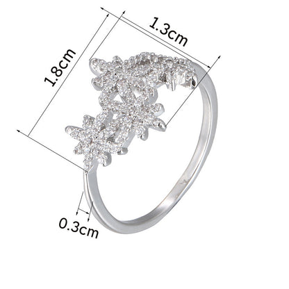 Novelty Starburst Ring For Women In Electroplated Copper With Zircon Inlay