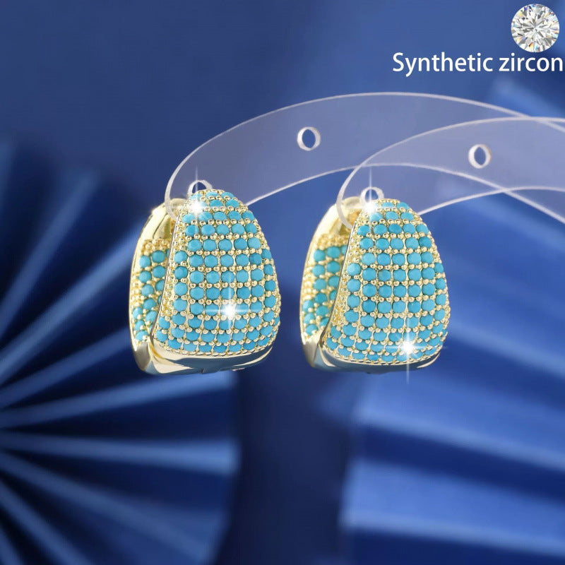 Water Droplets Stud Earrings For Women In Gold Featuring Electroplated Finish With Copper Ear Pins