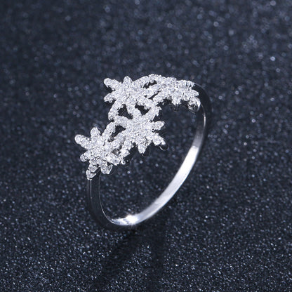 Novelty Starburst Ring For Women In Electroplated Copper With Zircon Inlay