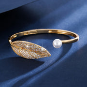 Gold Leaf Open Bracelet