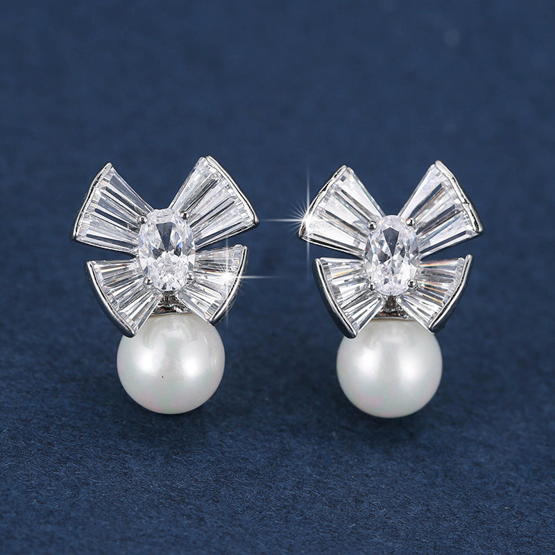 Flowers Earrings For Women With Real Gold Plated Copper And Zircon Inlay