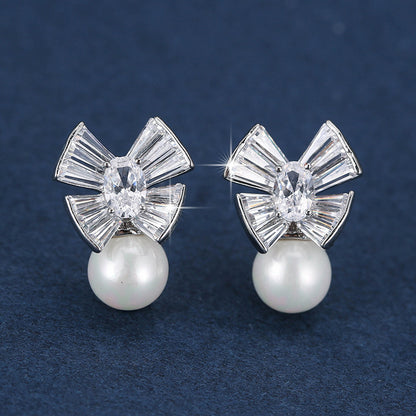 Flowers Earrings For Women With Real Gold Plated Copper And Zircon Inlay