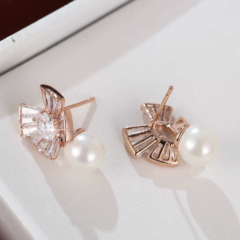 Flowers Earrings For Women With Real Gold Plated Copper And Zircon Inlay
