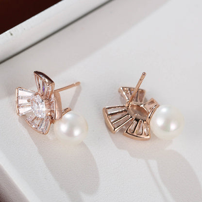 Flowers Earrings For Women With Real Gold Plated Copper And Zircon Inlay