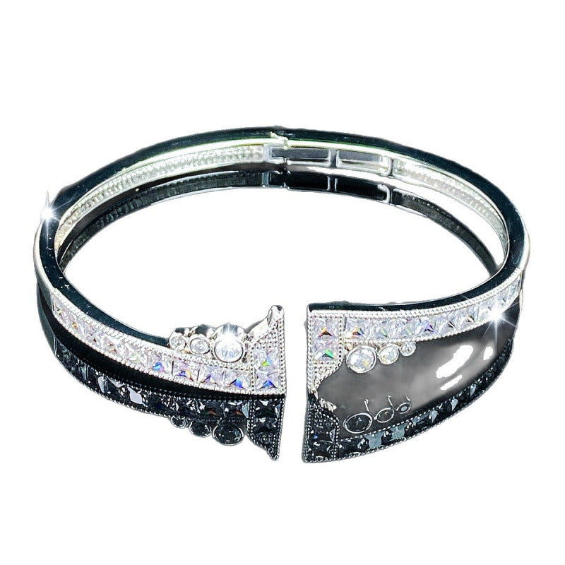 Elegant Women’s Copper Bangle With Zircon Inlay, 1 PCS Package