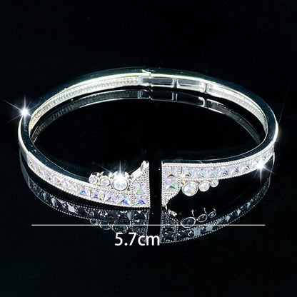 Elegant Women’s Copper Bangle With Zircon Inlay, 1 PCS Package