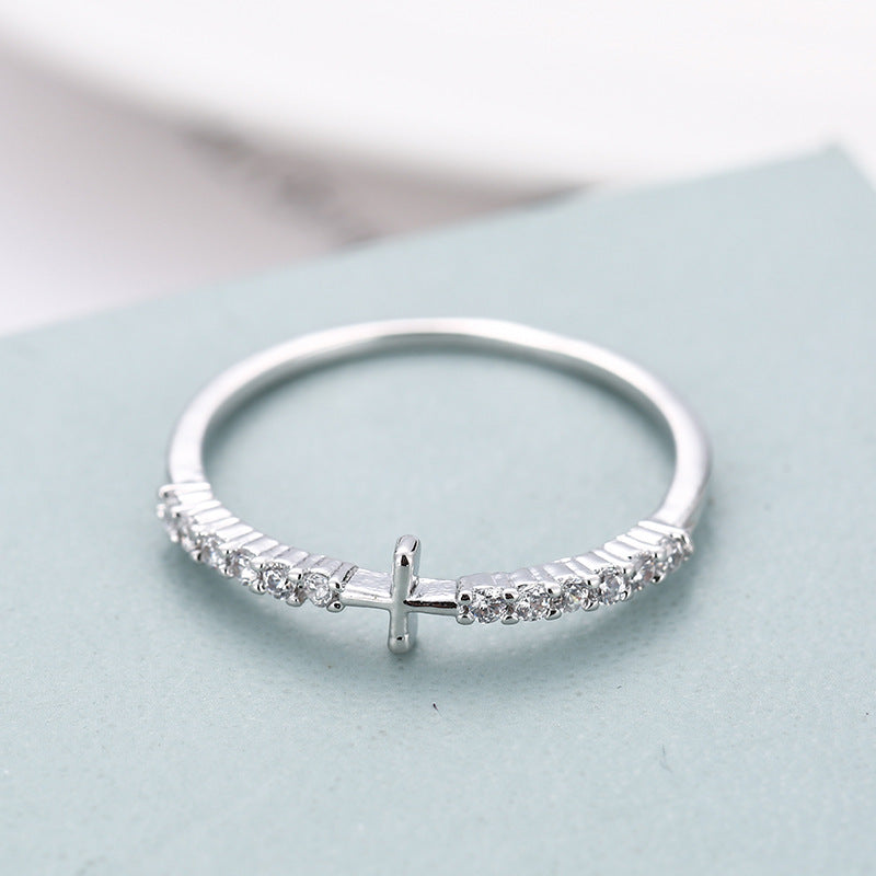 Simple Style Geometric Rings For Women In Electroplated Copper With Zircon Inlay