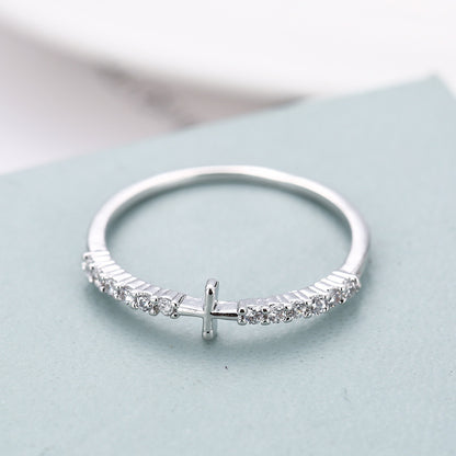 Simple Style Geometric Rings For Women In Electroplated Copper With Zircon Inlay