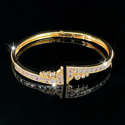 Elegant Women’s Copper Bangle With Zircon Inlay, 1 PCS Package