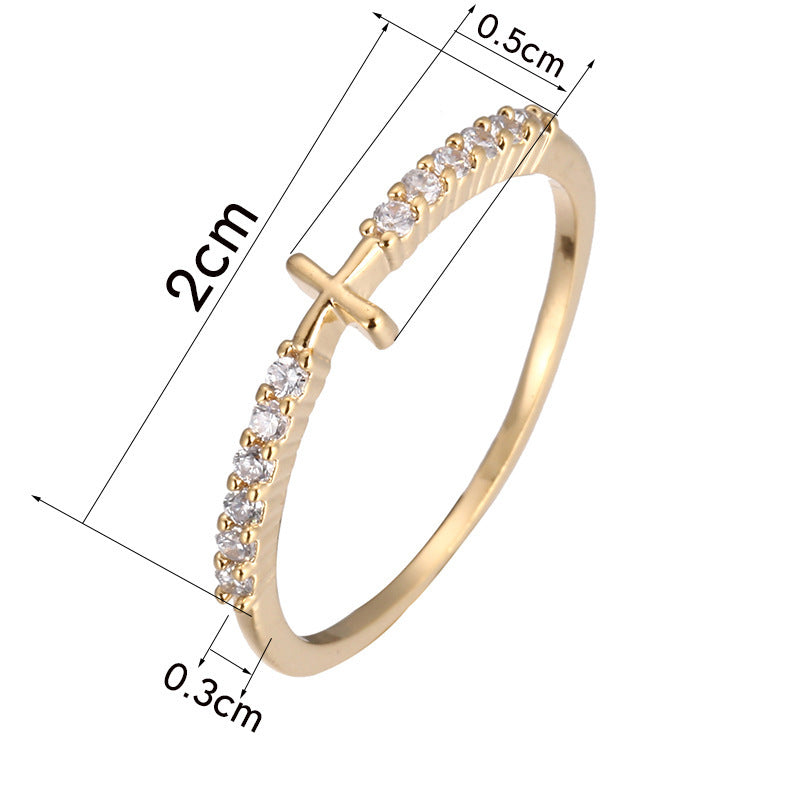 Simple Style Geometric Rings For Women In Electroplated Copper With Zircon Inlay