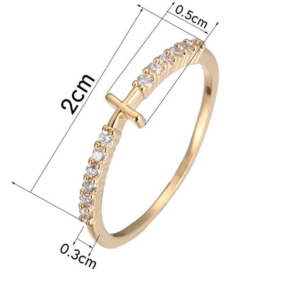 Simple Style Geometric Rings For Women In Electroplated Copper With Zircon Inlay