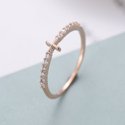 Simple Style Geometric Rings For Women In Electroplated Copper With Zircon Inlay