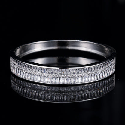 Women’s Gold Copper Bangle With Zircon Inlay Gem Design