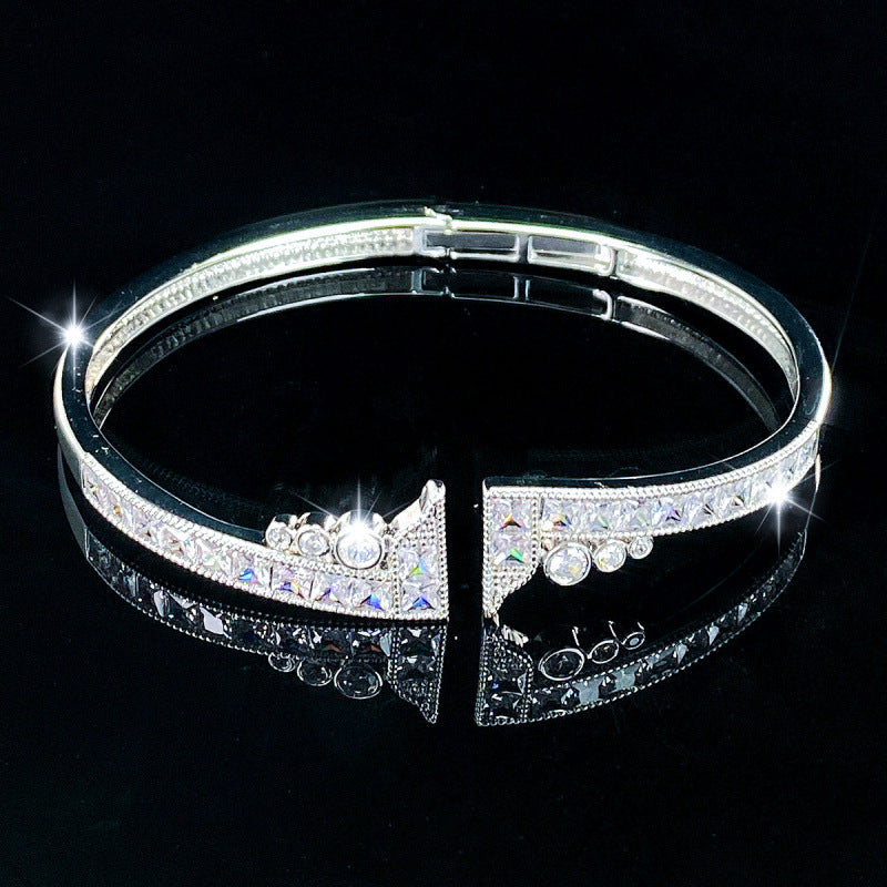 Elegant Women’s Copper Bangle With Zircon Inlay, 1 PCS Package