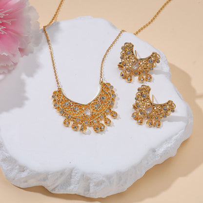Water Droplets Jewelry Set For Women In Electroplated Brass With Zircon Inlay, 1 Set
