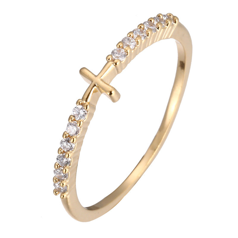 Simple Style Geometric Rings For Women In Electroplated Copper With Zircon Inlay