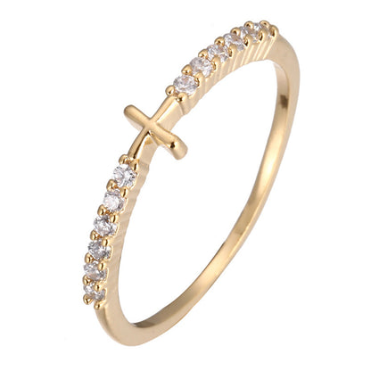 Simple Style Geometric Rings For Women In Electroplated Copper With Zircon Inlay